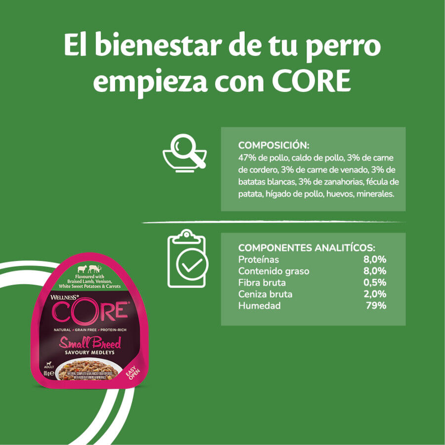 Wellness Core Small Breed Grain Free Cordero y Venado tarrina para perros, , large image number null